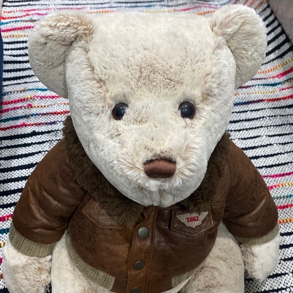 FAO Schwarz Large Brown Teddy Bear with Bomber Jacket Toys R Us Plush - Picture 4 of 7